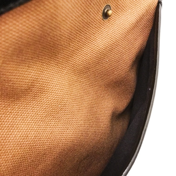 Tila March Paris Zelig Brown Canvas Black Patent Leather Shoulder Clutch Bag - Picture 10 of 12